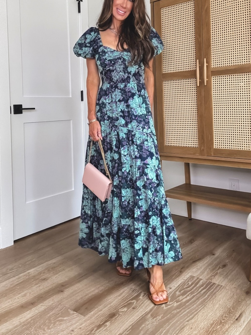 Free People Sun-drenched Floral Puff-Sleeve Maxi Dress